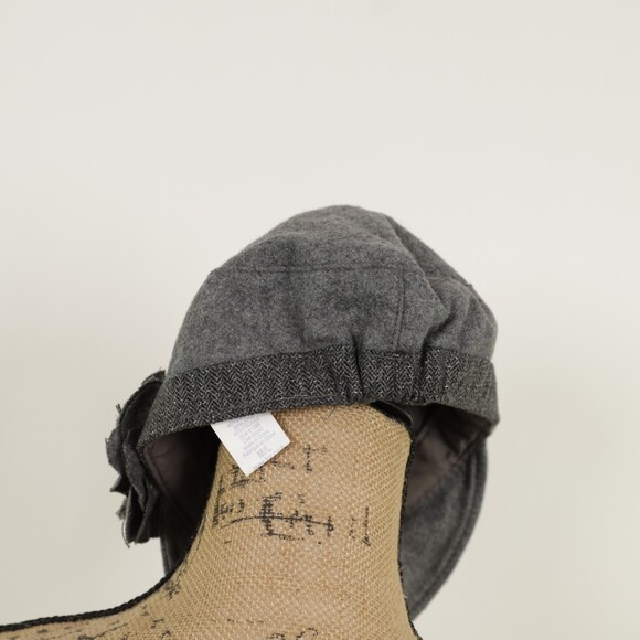 Y2K Black Wool Blend Baker Boy Cap - Picture 4 of 6